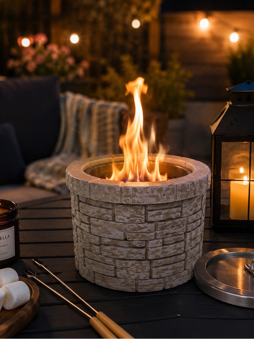 Neelo Tabletop Fire Pit 4 inch Indoor Outdoor Fireplace S’mores Station w Box